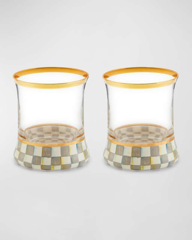 Sterling Check Tumbler Glass, Set of 2